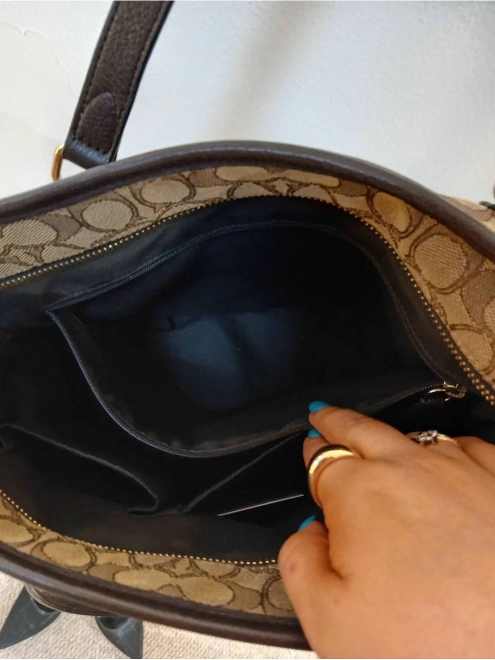 Coach Signature Canvas Tote in Brown and Dark Brown